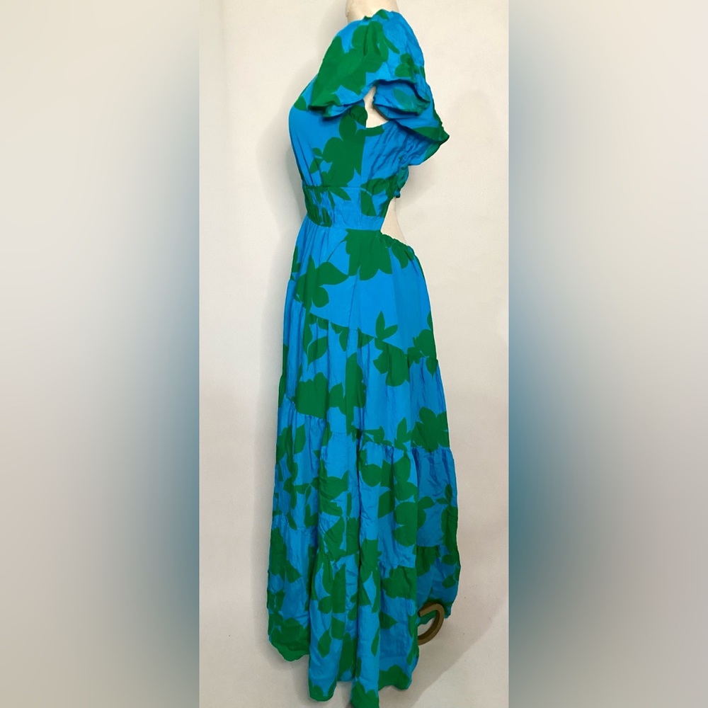 Anthropologie Blue & Green Maxi Dress Sz S - Picture 4 of 11